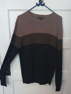Banana Republic Brown & Black Colorblock Crewneck Sweater